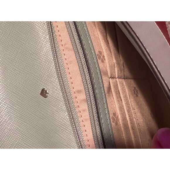 Kate Spade Crossbody Wallet On A Chain Leather Light Blue & Brown 5.25x7.5" Appr - Picture 4 of 8